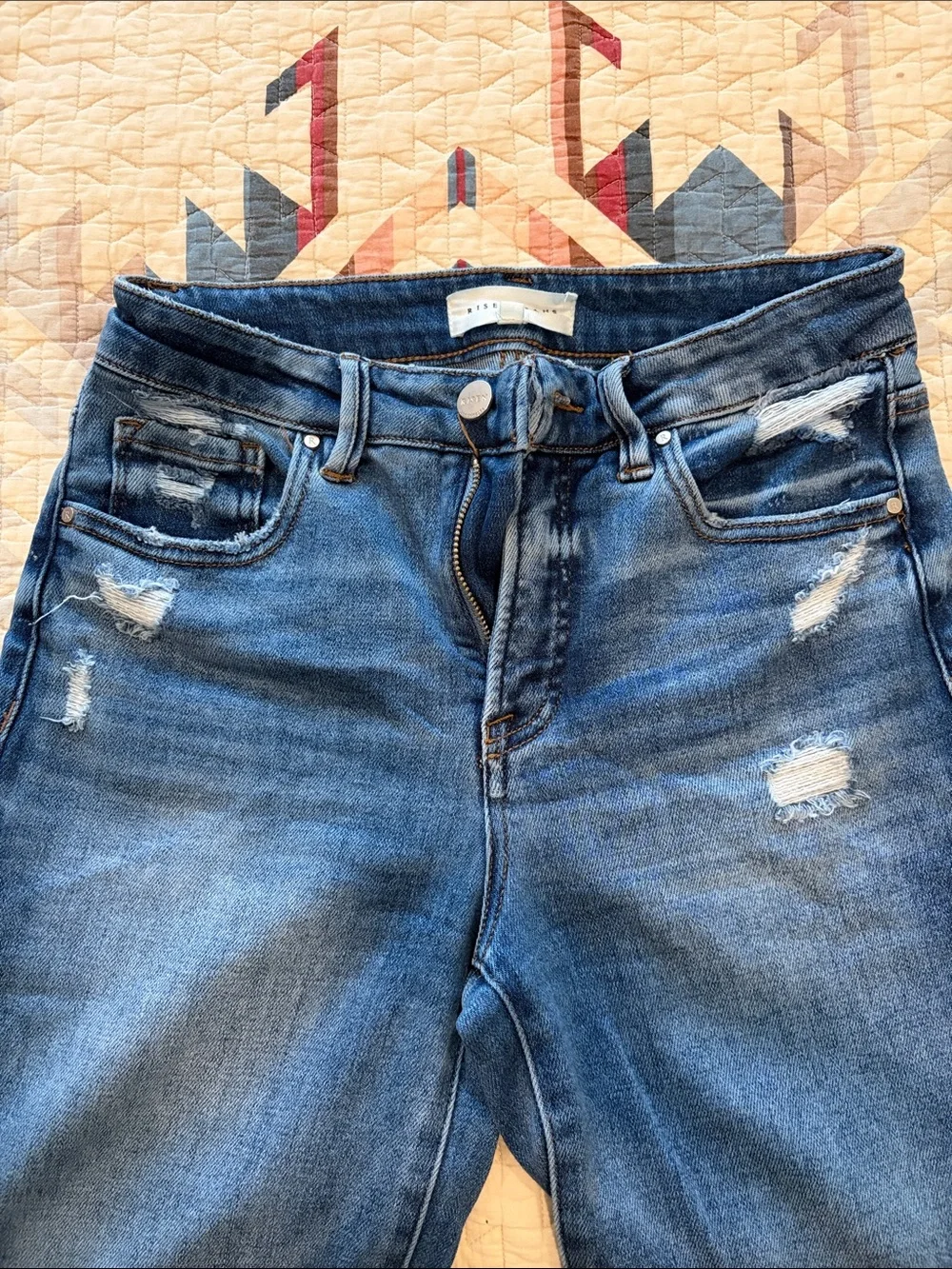 Risen Wide Leg Distressed Blue Women’s Jeans